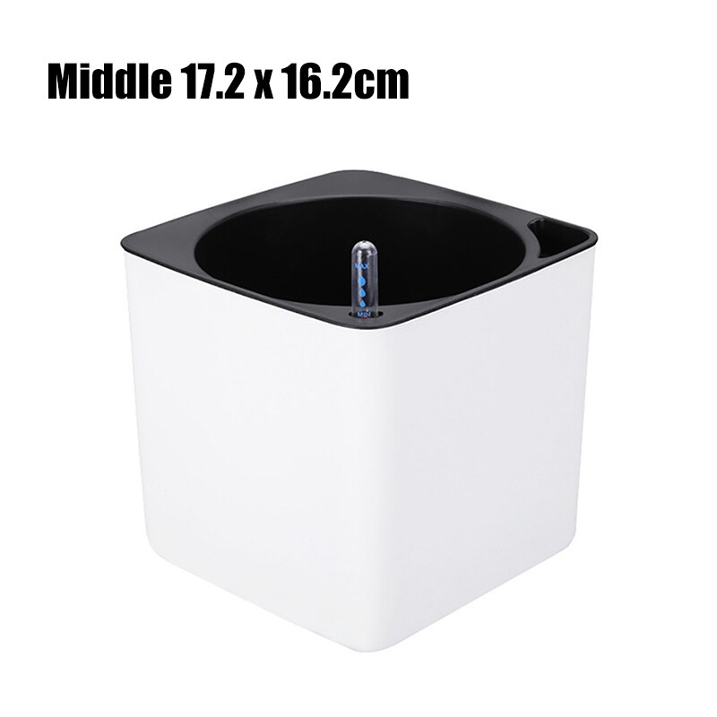 Self Watering Plant Flower Pot with Water Level Indicator Floor Desk Planter Balcony Office Planting Pot Gardening Supplies: White 17.2x16.2cm