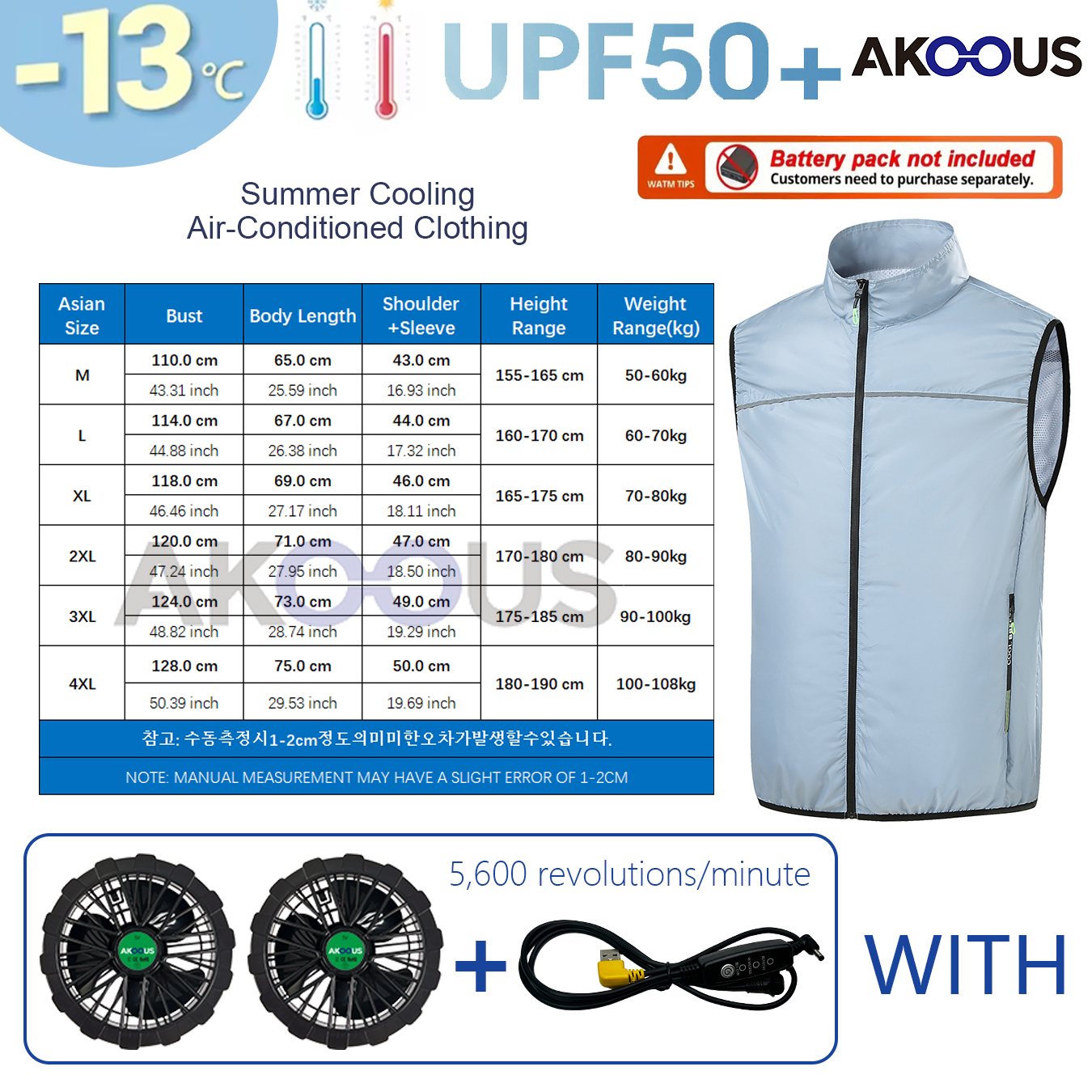 AKOOUS 12 V/5 V USB 4 Fans Koelvest Mannen Draagbare Airconditioning Kleding voor Outdoor Werk Vissen Wandelen losse Cool Vest: 4XL / zwart