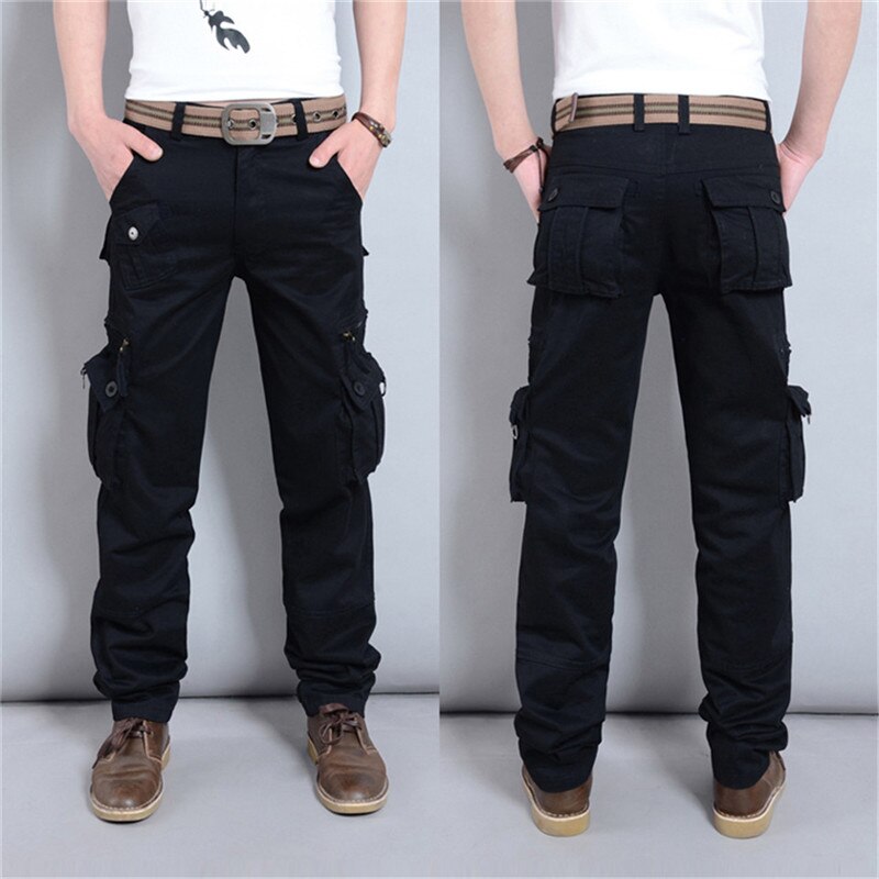 Cargo Pants Men Work Pants Loose Fit Cotton Straight Leg Casual Workwear with Muti Pockets