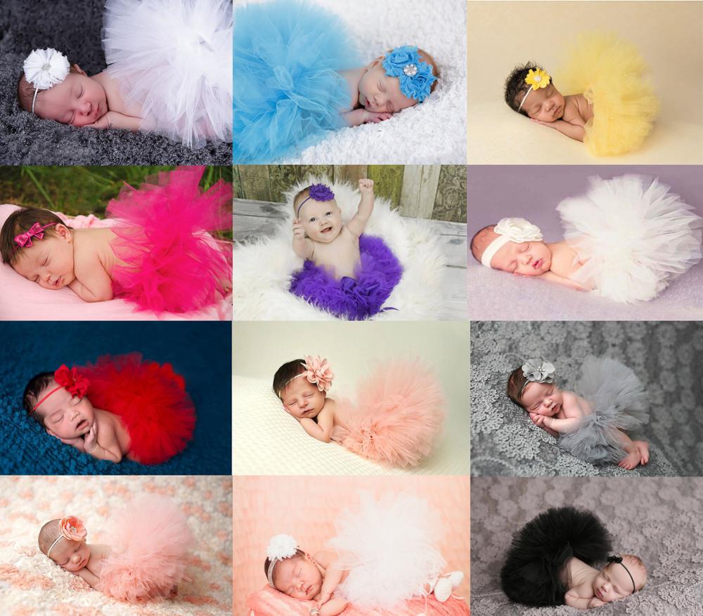 18 Colors Newborn Skirt +Headband Set Photography Props Infant Costume Outfit Princess Baby Tutu Skirt Photography Props Outfit