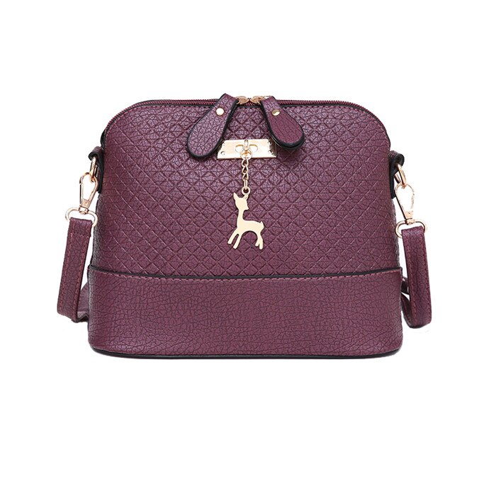 Women Messenger Bags Mini Bag With Deer Toy Shell Shape Bag Women Shoulder Bags handbag: purple red