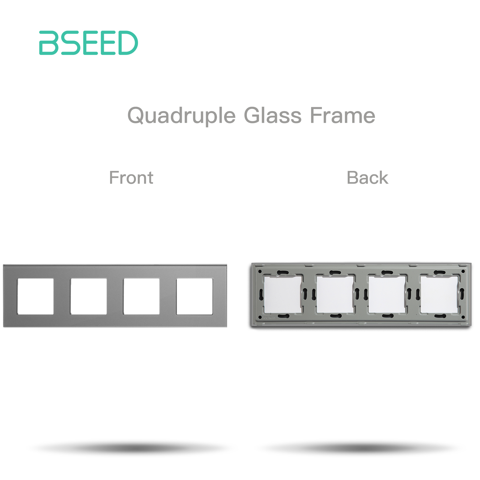 BSEED Mechanism Wall Push Button Light Switch Dimmer Glass Frames EU French Electric Socket Function Parts DIY Free combination: Four Frame