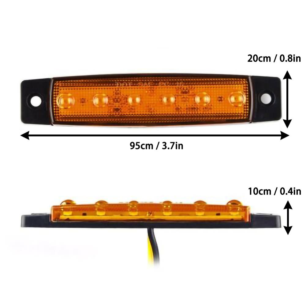 10 Pcs 6 LED Amber Side Marker Lights, Amber Trailer Marker Lights, Rear Side Marker Lamp Amber, Led Marker Lights for Trucks
