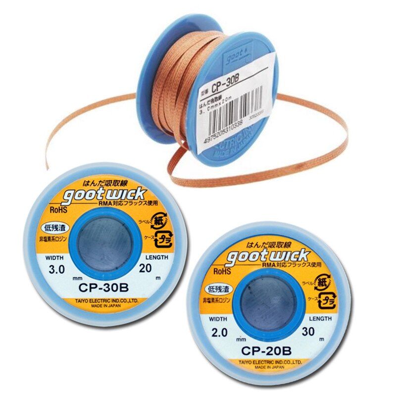 Mèche à dessouder 3.0mm * 20M, pour tresse à dessouder, outils de soudage BGA, mèche originale japonaise, CP-30B