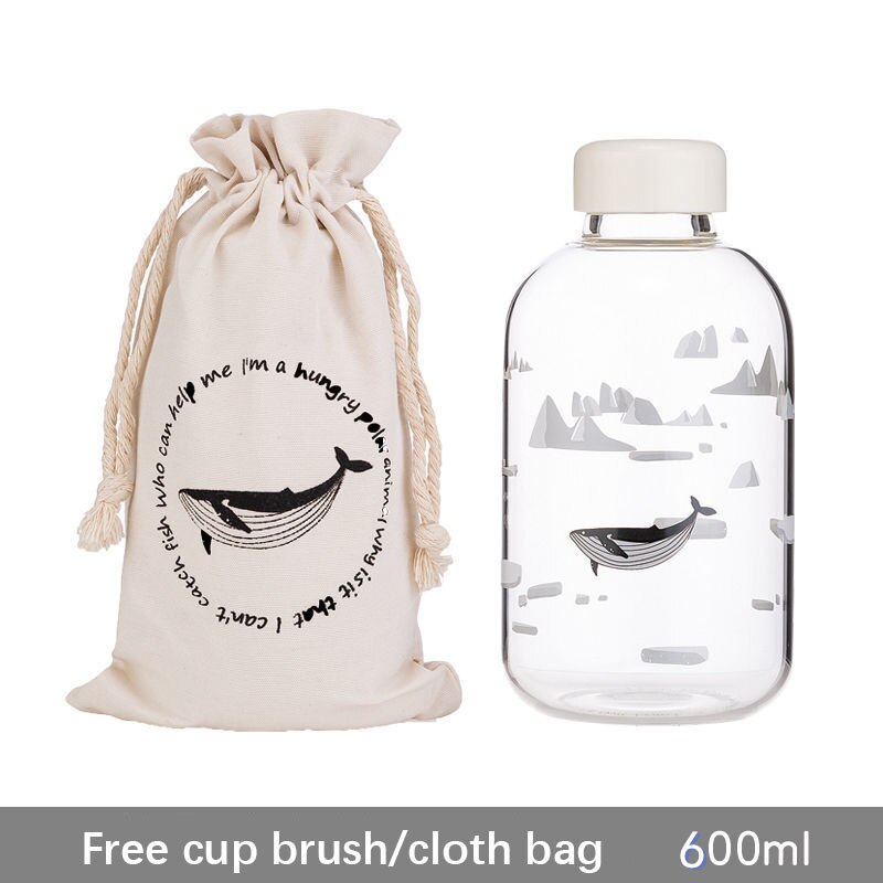 1000ml glazen waterflessen met filter, oceaan walvis zeehond met hoes, sportflessen, kampeerfles, tour drinkgerei borstel: Klein deksel 3
