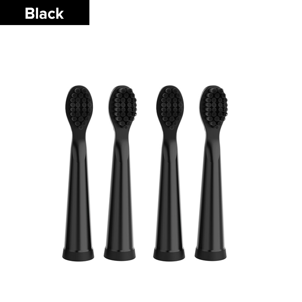 4PCS Detachable Replacement Brush Heads Fit Advance Power Sonic Electric Toothbrush Heads Pro Health Soft Hair Tooth Brush Head: Black