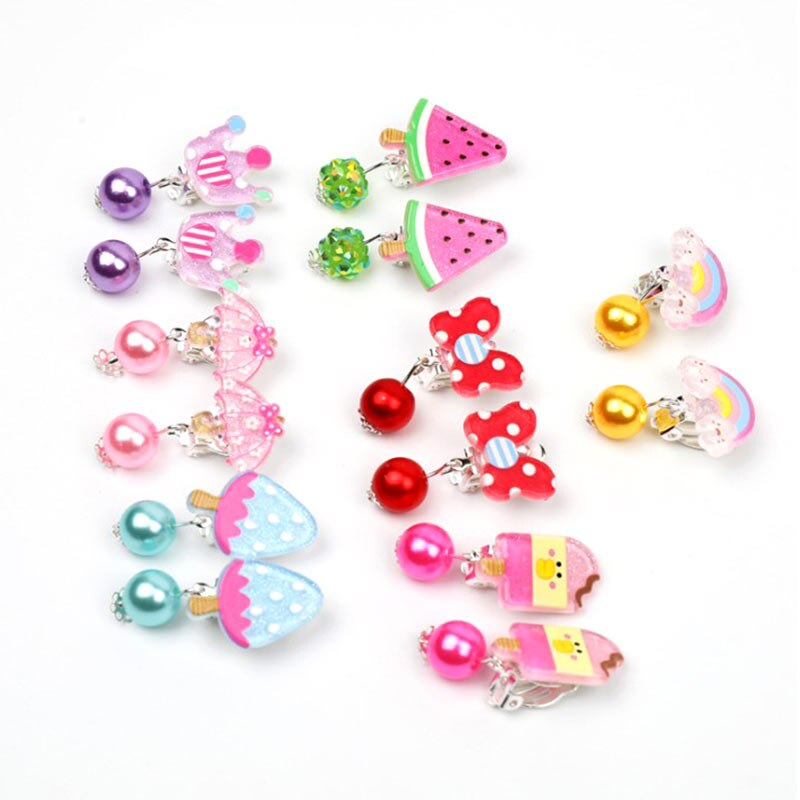 7 pairs Ear clips of earrings for children,For Children Girls Without Ear Hole clip Earrings