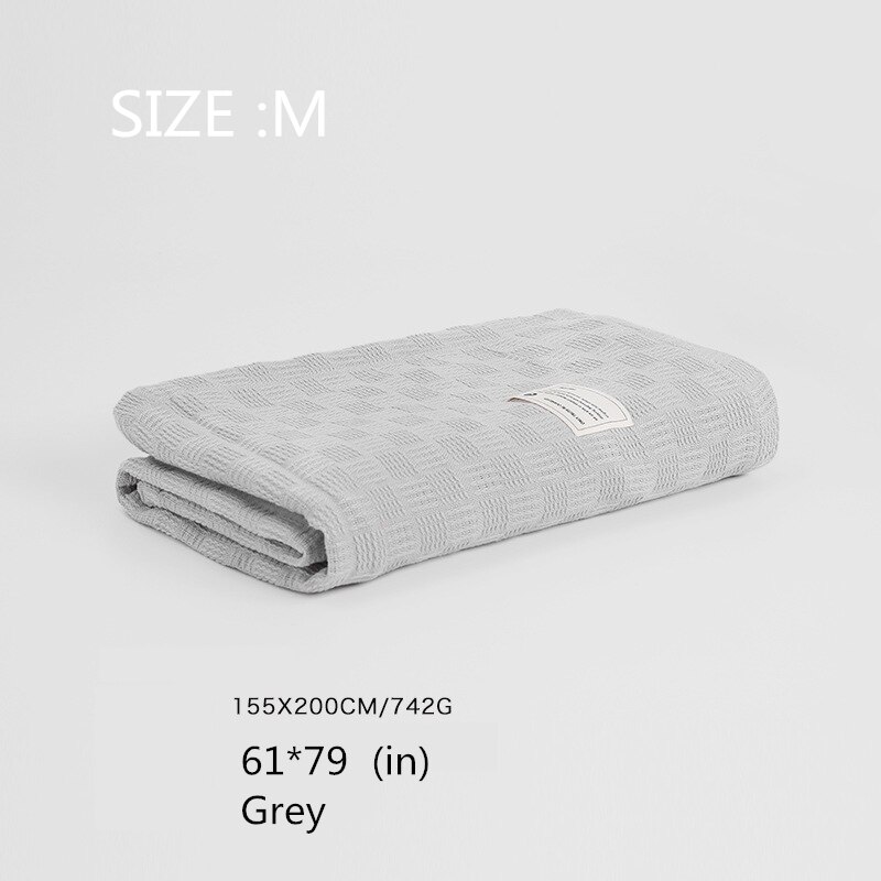 Manta de punto grueso para verano, sábanas aire acondicionado de algodón puro, manta de piel, manta para siesta Oficina, Sábana de Color sólido para el hogar: Grey M