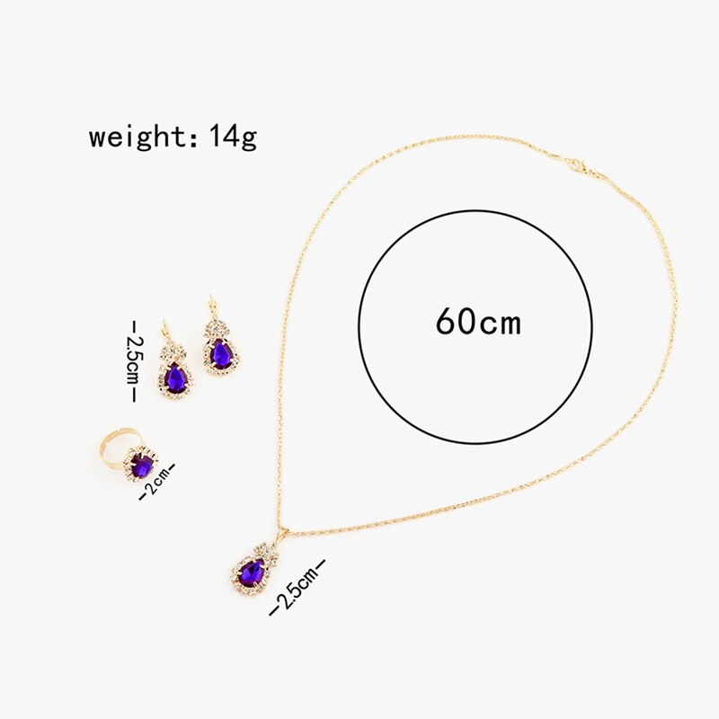 3Colors Jewelry Sets Hoop Earrings Water Earrings Red Jewelry Set Rhinestones For Women Pendant Necklace/Earrings/Rings