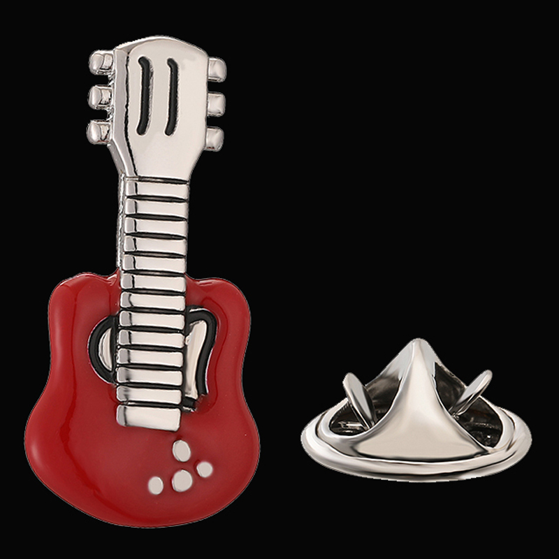 Klassisk Broche Musikk - Gitar, Piano, Tromme - Slipsnål Til Hatt, Skjerf, Skjorter: Rhodium belagt