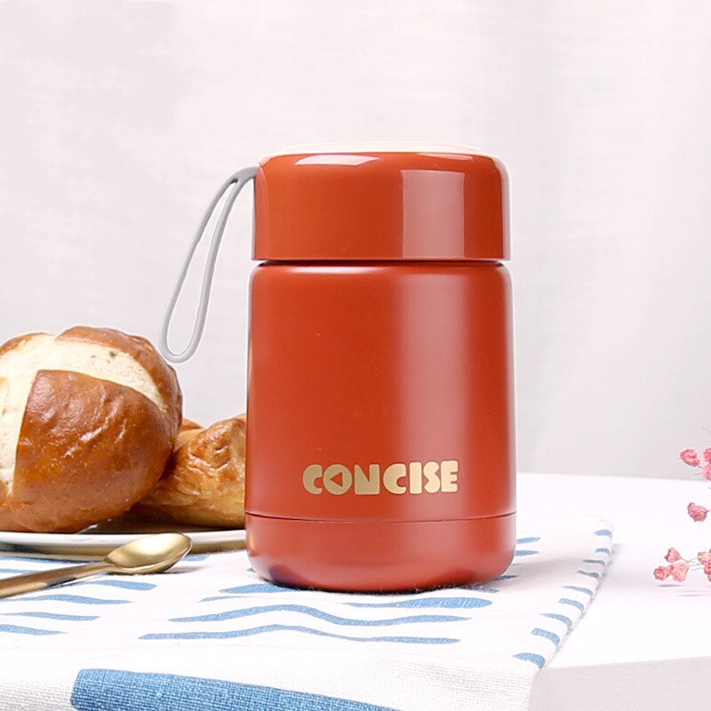 300ml Mini Food Thermos Portable Insulated Lunch Box Double Stainless Steel Food Container Tumbler BPA Free: Red