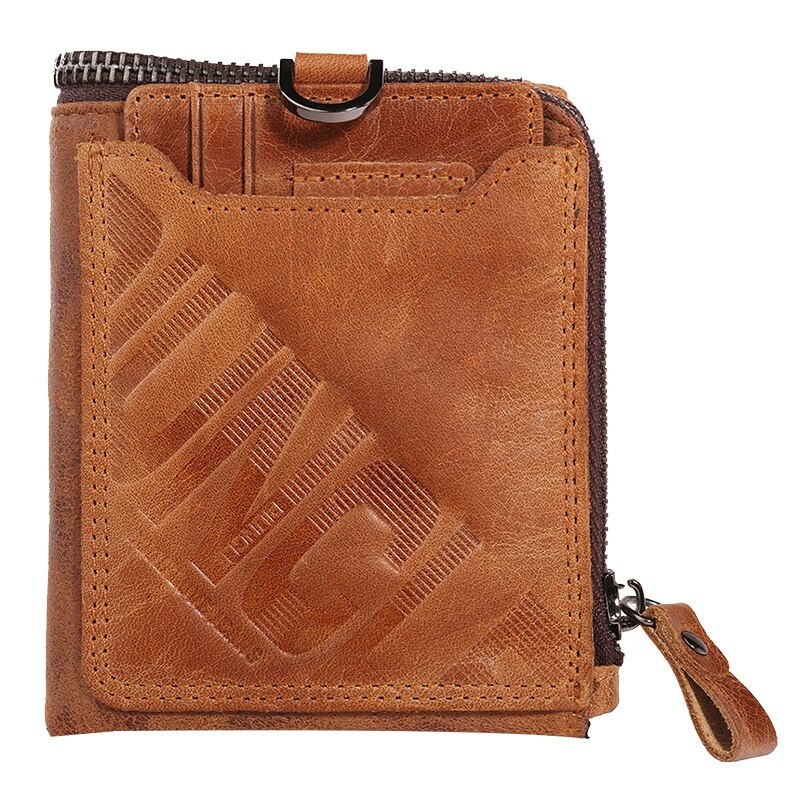 PI UNCLE Brand Leather Men's Wallet Short Anti-Theft Brush Small Wallet Mini Coin Purse: Yellow