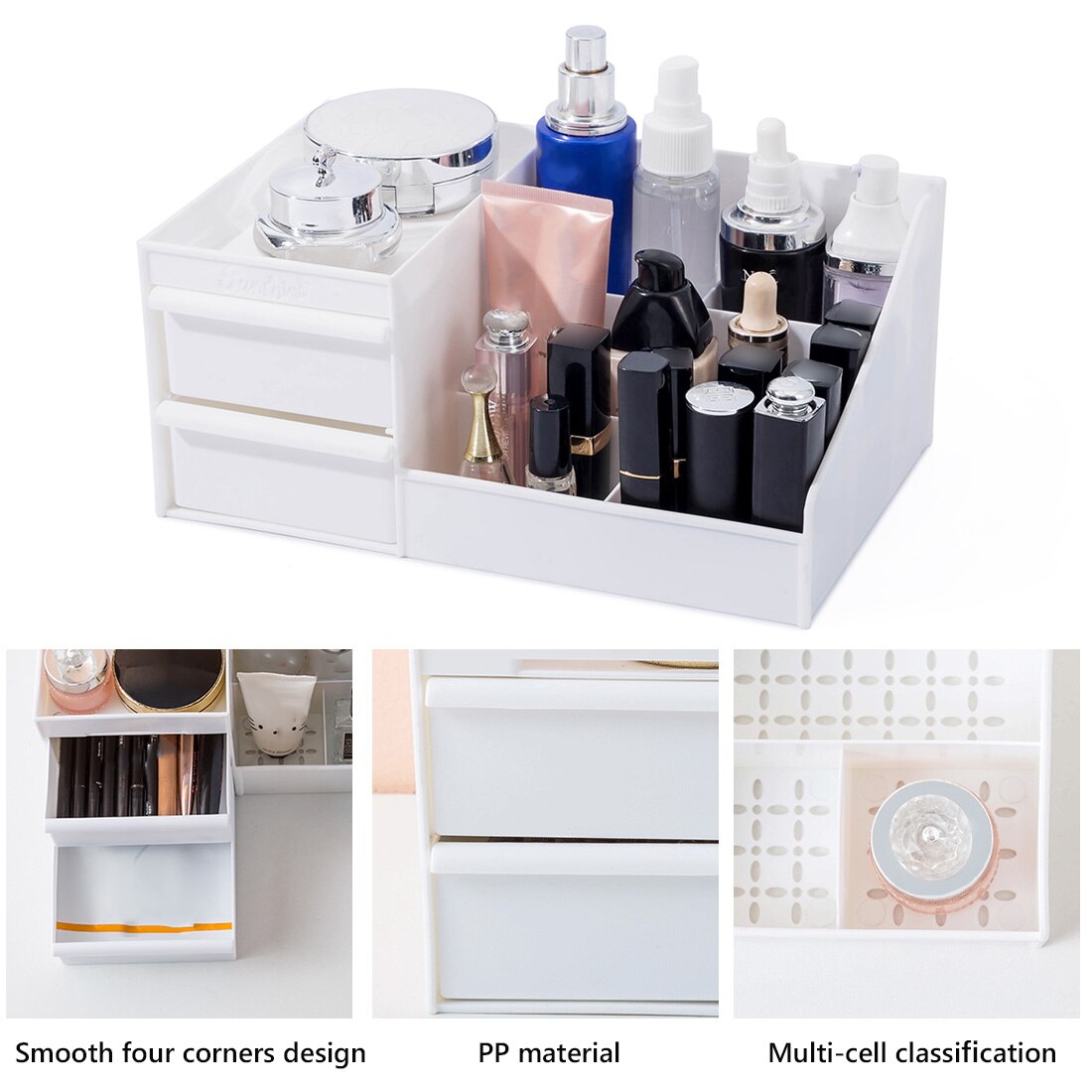 Large Capacity Cosmetic Storage Box Drawer Dressing Table Skin Care Rack House Desktop Sundries Organizer Makeup Organizer