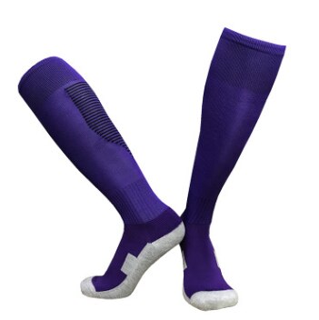 5 Pairs/lot Spring Autumn Sports Socks Men Football Socks Women's Towel Bottom Long Knees Breathable Basketball Socks HEQ550: Purple black stripes