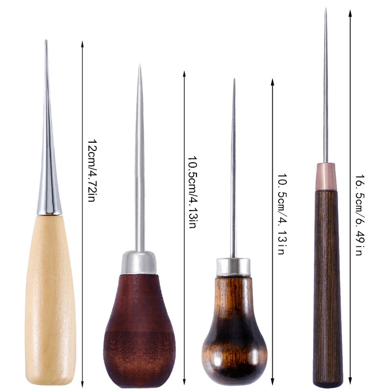 MIUSIE Leather Wood Handle Awl Tools For Stitching Punch wood drill positioning single gourd handle awl Leather