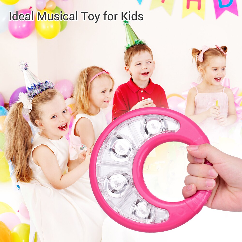 Plast mini håndklokker hånd tamburin klokker håndholdt legetøj tamburiner til børn rangle percussion musikinstrumenter grøn