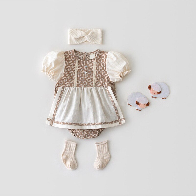 Babykleding landelijke bloemen pasgeboren baby meisjeskleding zomer baby romper jurk peuter romper kleding baby jumpsuit zonnepak