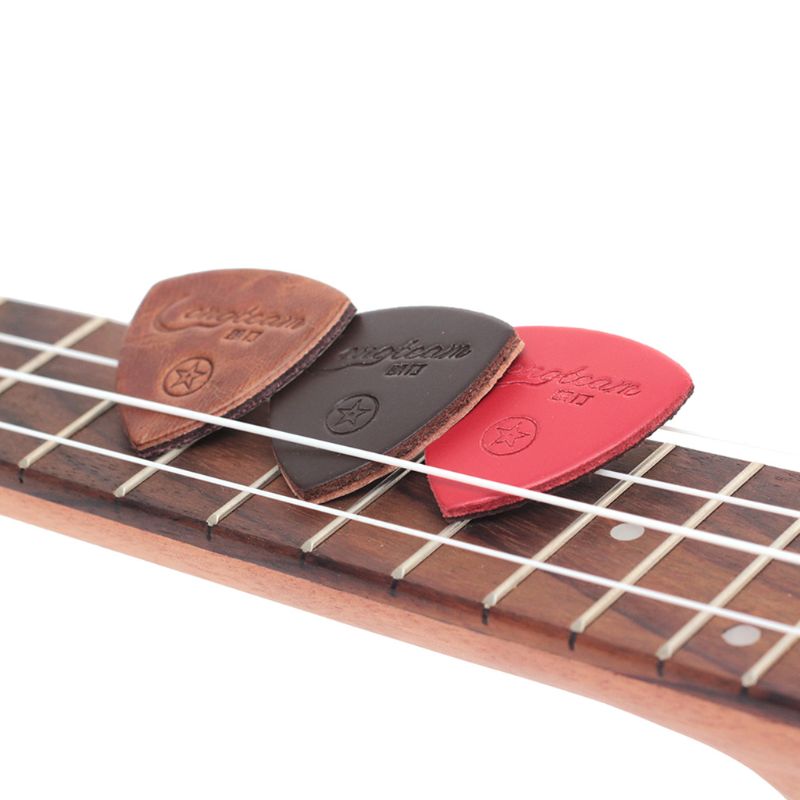 3 st/set basgitarr ukulele picks finger tumme pick läder guitarra plektrum och märke