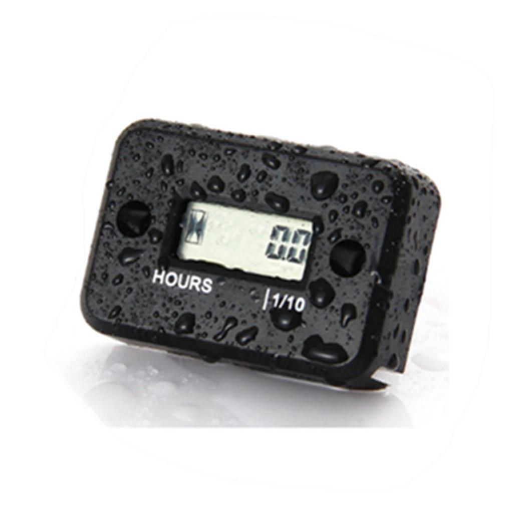 Motorcycle Black Spark Plug LCD Digital Tach Hour Meter Tachometer Gauge