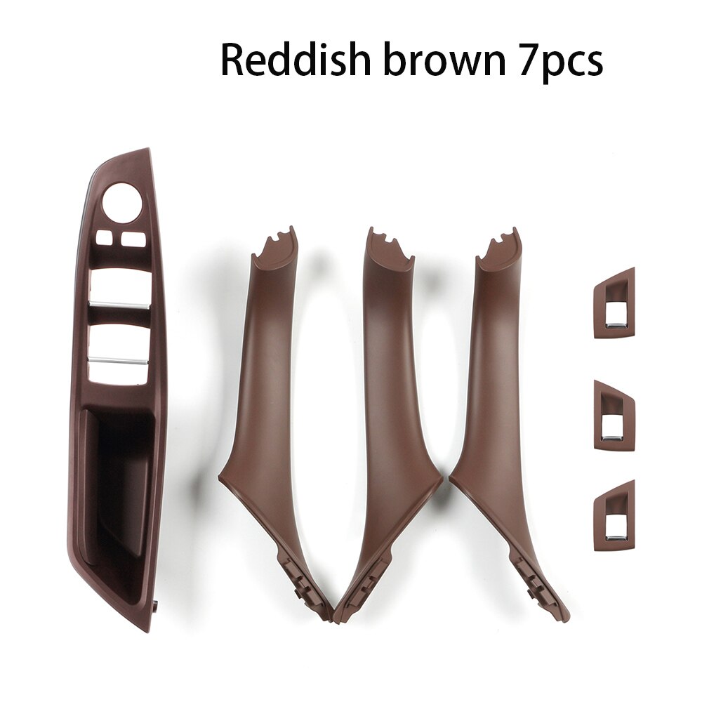 7pcs Rechterhand Drive RHD Voor BMW 5 serie F10 F11 Grijs Beige Zwart Auto Binnendeur Handvat panel Pull Trim Cover: 7PCS Reddish brown