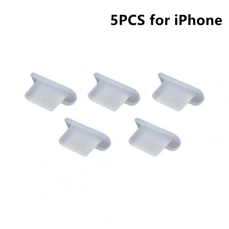 5/10 pz telefono spina di polvere tipo C androide porta di ricarica spina tappo di copertura in silicone antipolvere per Iphone 7 8 12 13pro Samsung Redmi: 5 chiaro for iPhone