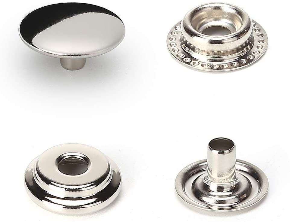 100/200Pcs 15Mm Rvs Fastener Snap Druk Stud Cap Knop Marine Boot Canvas Lijn 24(4 Componenten)