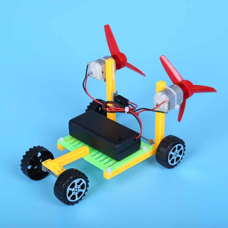 Kinderen DIY wetenschap en technologie kleine productie elektrische wind auto basisschool studenten handmatige bediening Wetenschap Expe