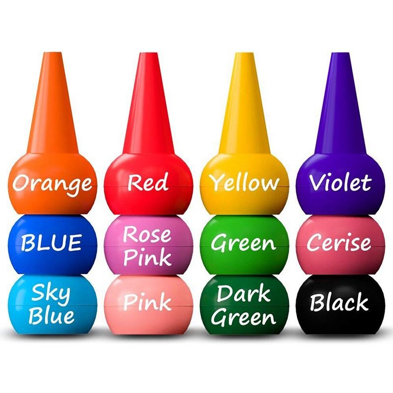 Crayons de doigt pour les tout-petits, 12 couleurs Crayons de poignée de paume de peinture de doigt pour des bébés Crayons d&#39;enfant en bas âge peinture lavable de doigt Non tox: Default Title