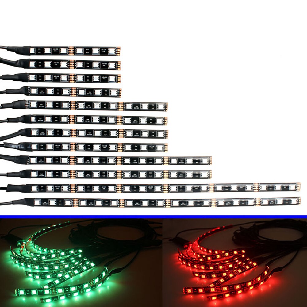 12pcs Motorcycle LED Light Kit Strips Remote+Voice Control Outdoor Anti-resistance Repairing Elements Underglow Lights
