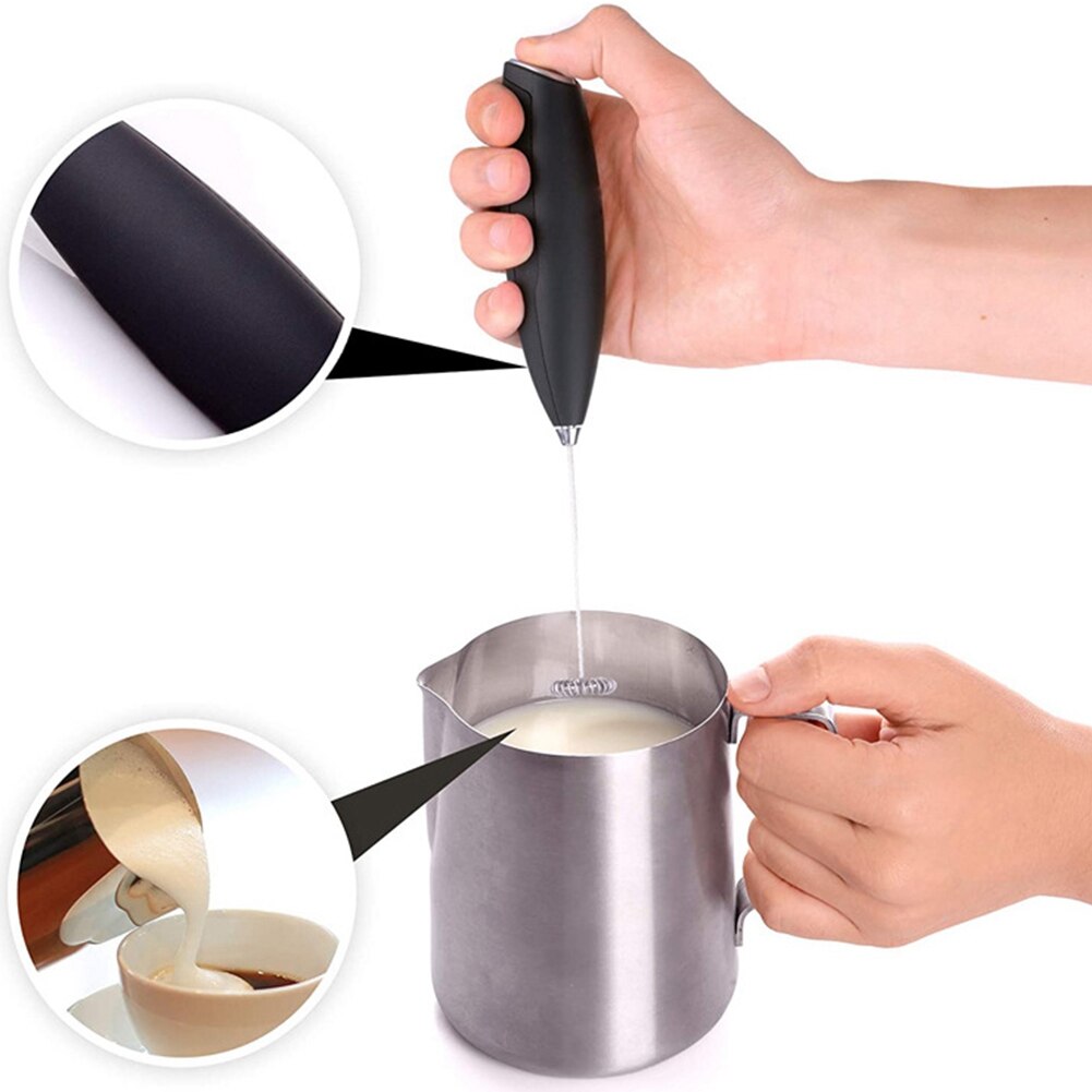Milk Frother Hand Held Electric Coffee Frother Cappuccino Coffee Maker Milk Foamer Kitchen Mixer Egg Beater, White