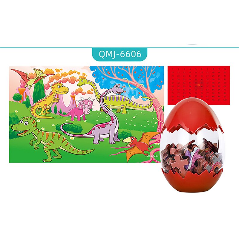 60pcs Wooden Christmas Dinosaur Puzzle Toy Dinosaur Egg Packaging 3D Mini Puzzle Board Decoration Toy: 6606