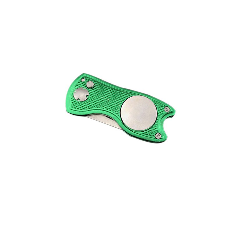 Foldable Golf Divot Tool with Golf Ball Tool Marker Pitch Groove Cleaner Golf Pitchfork Golf Accessories Putting Green Fork: Green