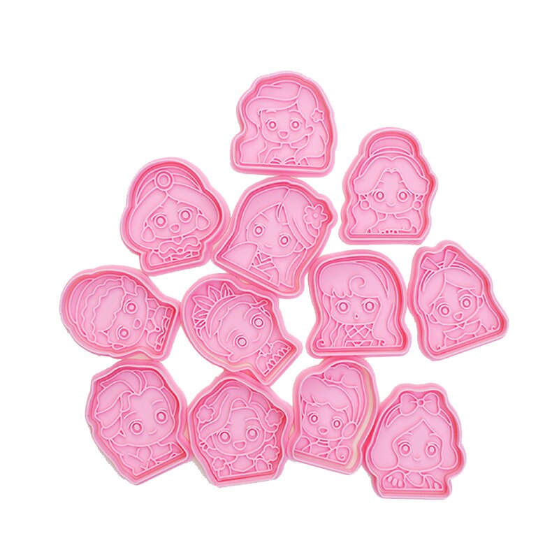 Prinses Taart Cookie Embosser Cutter Plastic Biscuit Druk Stempel Diy Cookie Mold Fondant Sugar Craft Mold Keuken Biscuit Mold