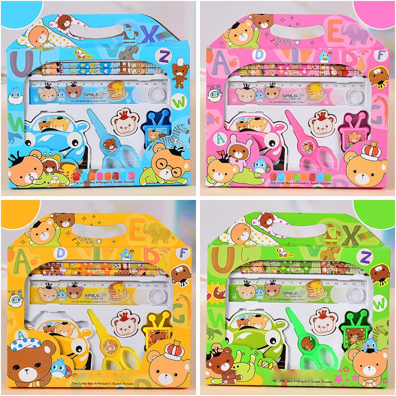 1 Sets Children 's Stationery Set of Pupils School Supplies Festival for Children 7pcs Installed