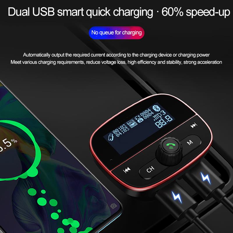 Neue Fm Sender Auto Mp3 Spieler Adapter Bluetooth 4,2 Dual USB Unabhängige Schalter Dual USB U Disk TF Karte Aux Auto