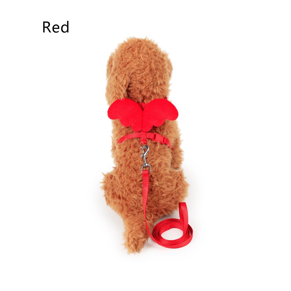 Schattige hond puppy engelenvleugel wandelriem harnas riem riem halsband verstelbaar: Rood / Xs