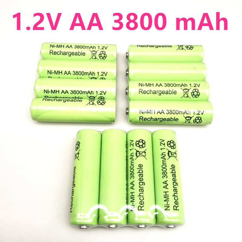 20PCS 100% original AA 3800mAh 1.2V rechargeable battery AA 3800mAh Ni-MH rechargeable 1.2V 2A battery: 12pcs