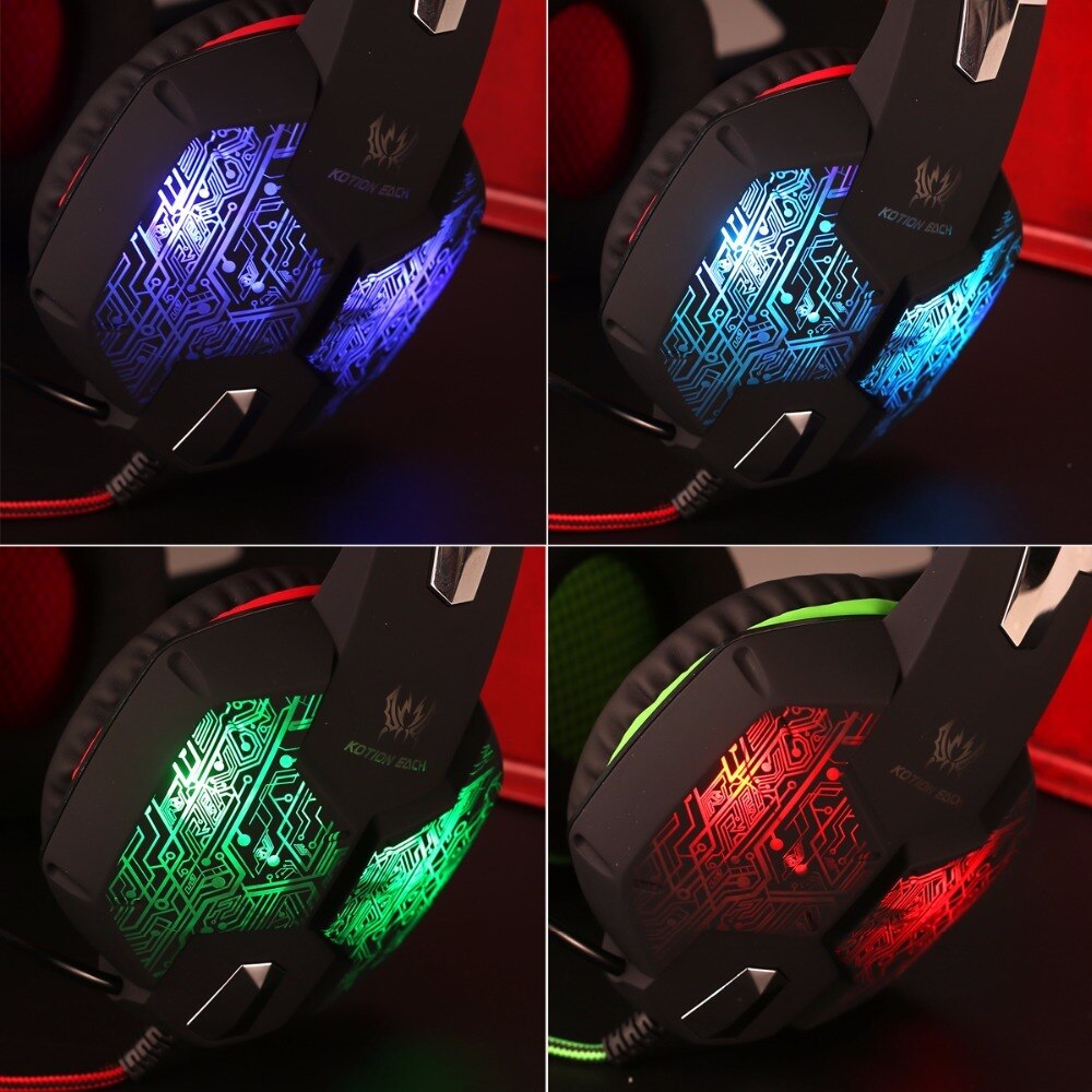 KOTION EACH G1000 Game Headset Deep Bass Game headphones Computer Stereo Gaming headphones LED light with microphone for PC Gam