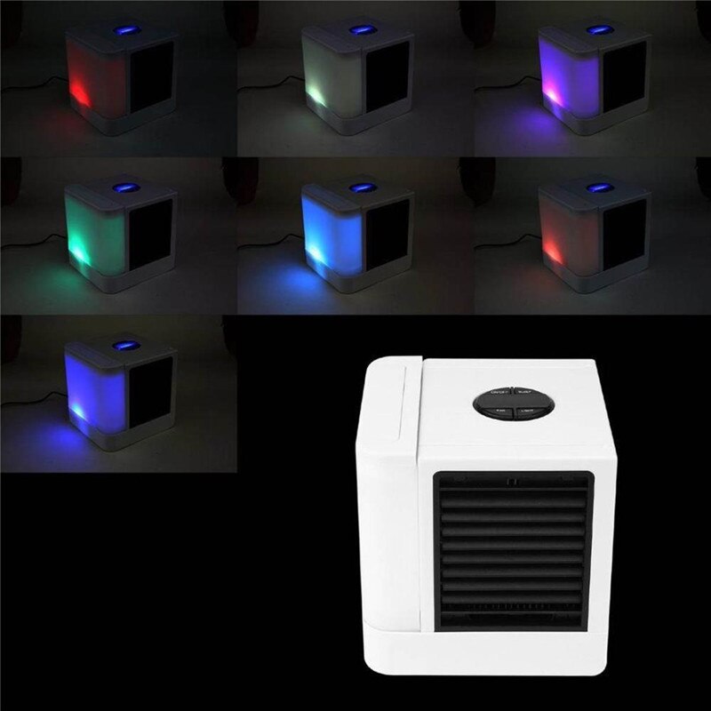 Mini luftkonditionering kylare fläktar usb luftfuktare renare luftkonditionering bärbar 7 färger led ljus luftkonditioneringsfläkt