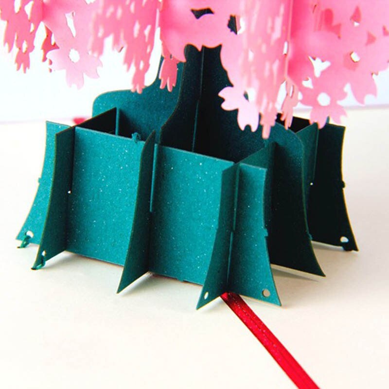 3D Wenskaart Papier Sculptuur Van Kersenbloesem Kids Kerst Decoratie Benodigdheden Uitnodigingskaart