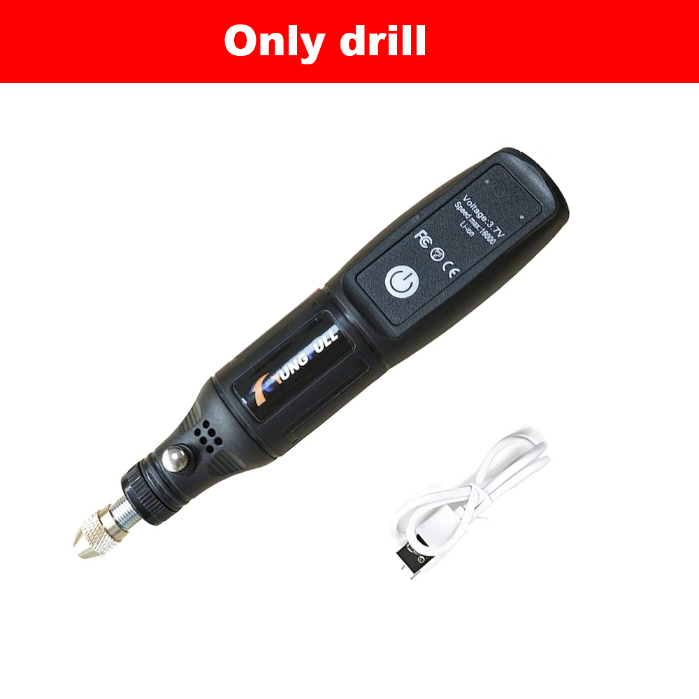 Bezprzewodowa mini wiertarka ręczna USB Mini wiertarka elektryczna narzędzie obrotowe obróbka drewna grawerowanie pióro Dremel narzędzia do biżuterii metalowe szkło: Niebieski/czarny