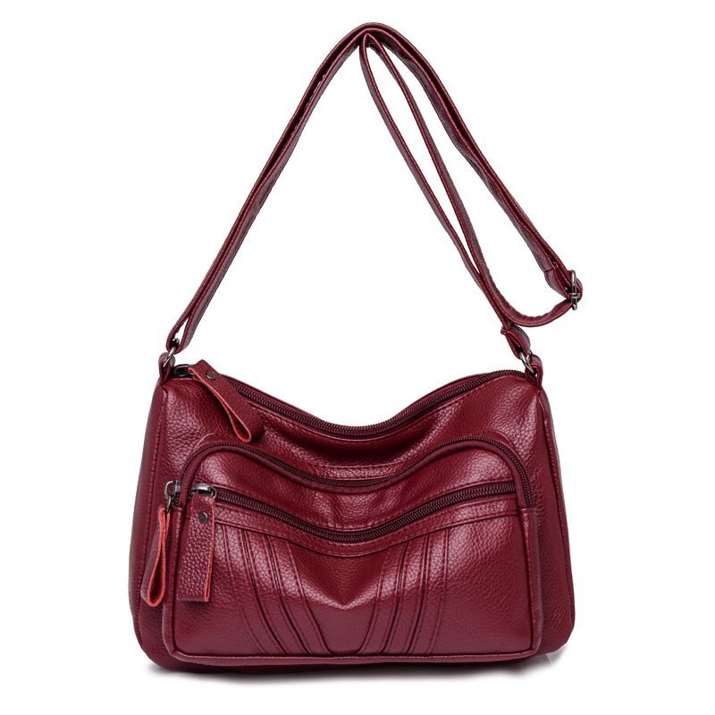 Vintage Schoudertassen Voor Vrouwen Trend Effen Colorpu Leer Vrouwelijke Leisure Crossbody Tas: Red