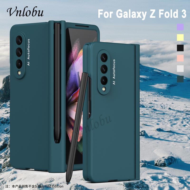 Ultradünne handyhülle mit s-Kuli-schlitz für samsung z falten 3 5g stoßfeste hartplastik-rückseite mit stifthalterung für Galaxis z falten 3