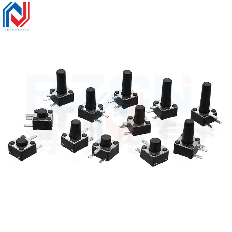 20 stk. størrelse 4.5 x 4.5mm touch-afbryder 4.5*4.5*3.5-10mm- sidet trebenet dip-sidestik vandret knap printkortpanel tastatur knapafbryder