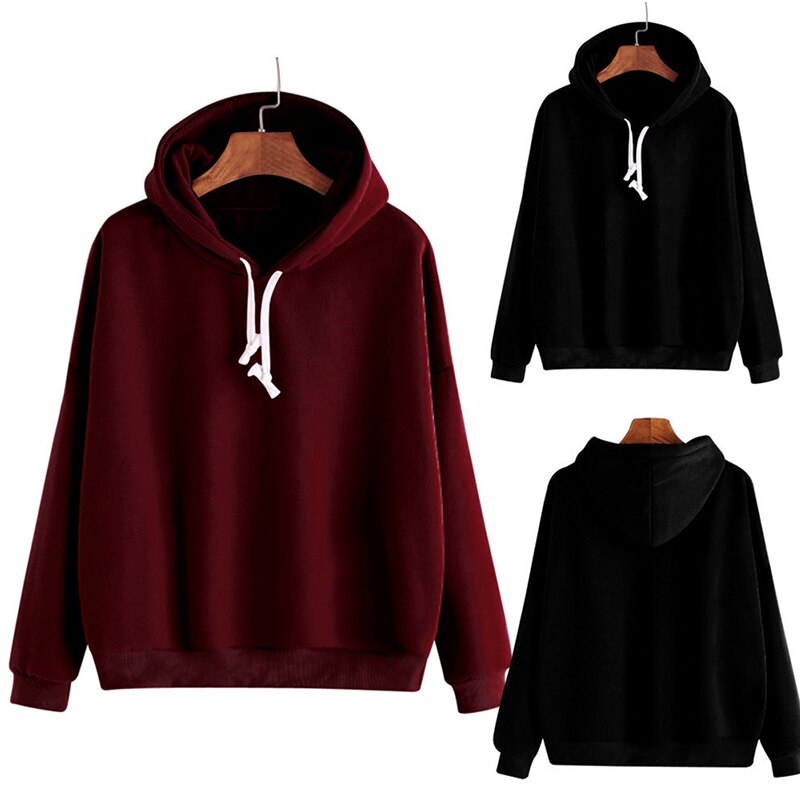 Women Loose Hoodies Casual Hooded Pullover Blouse Tops Girl Tracksuit Sweat Coat Autumn Casual Sportswear