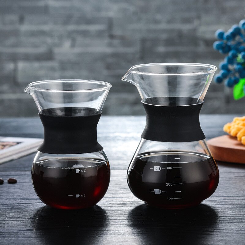 Värmebeständig kaffekanna i glas med filter i rostfritt stål handdroppskanna kafébryggare dela kanna barista häll över kaffebryggare