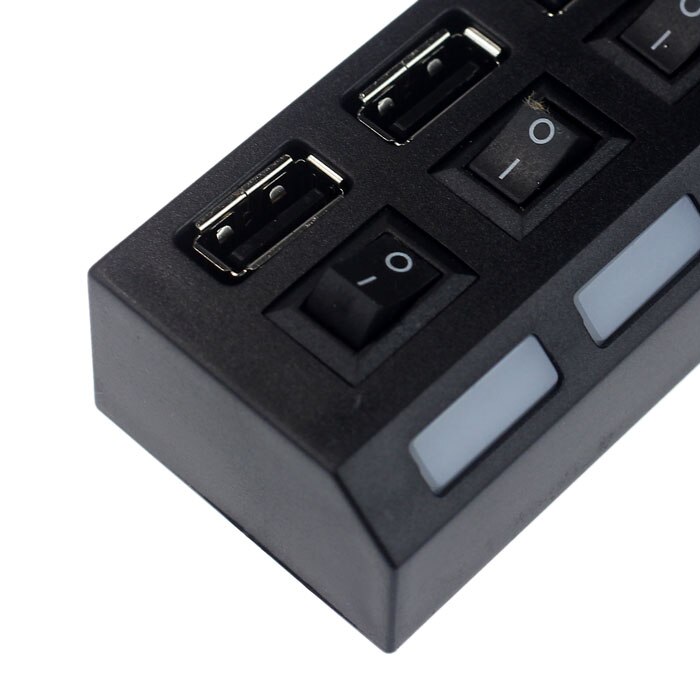 4-port Switch Hub Black USB 2.0 4 Port Power On/Off Switch LED Hub for PC Laptop Notebook Multi USB Port Hub Usb Splitter