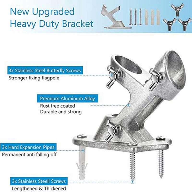 Flag Pole Holder Dual Position Flag Pole Mounting Bracket for House Steel Aluminum Flag Pole Mount Bracket