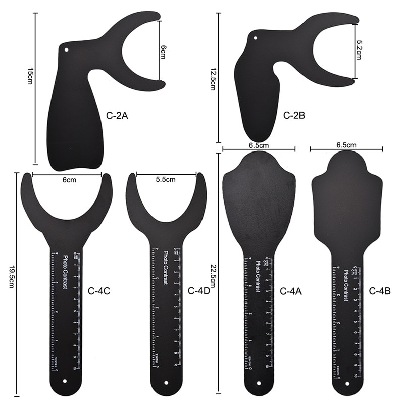 6 Pcs Dental Orthodontische Zwarte Achtergrond Board Foto Afbeelding Contrast Board Oral Cheek Plaat Met Schaal Mark Autoclaveerbaar Gereedschap