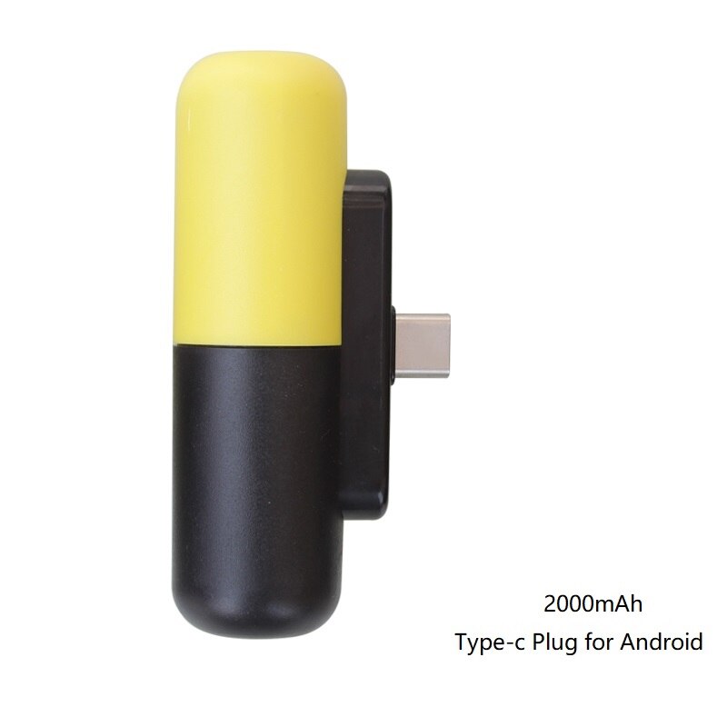 Capsule Mini Power Bank For Xiaomi Redmi Magsafe Powerbank compact for iPhone Samsung Huawei Portable Poverbank Battery Charger: Type-c Yellow